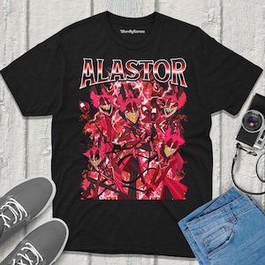 Alastor Hazbin Hotel Retro fanmerch T-Shirt Vintage Streetwear Trendy Apparel Featuring Hazin hotel merchandise Perfect gift for Fans