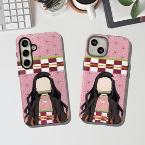 Nezuko kimetsu no yaiba Demon Slayer tough Phone Case (iPhone 15, Google pixel 8, Samsung S24): Perfect for Fans & Anime Enthusiasts!