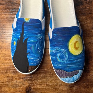 Starry Night Acrylic Painted Shoes (Vincent Van Gogh)