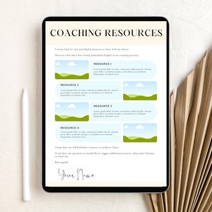 Coaching Resources Template, Digital Product, Printable, Editable
