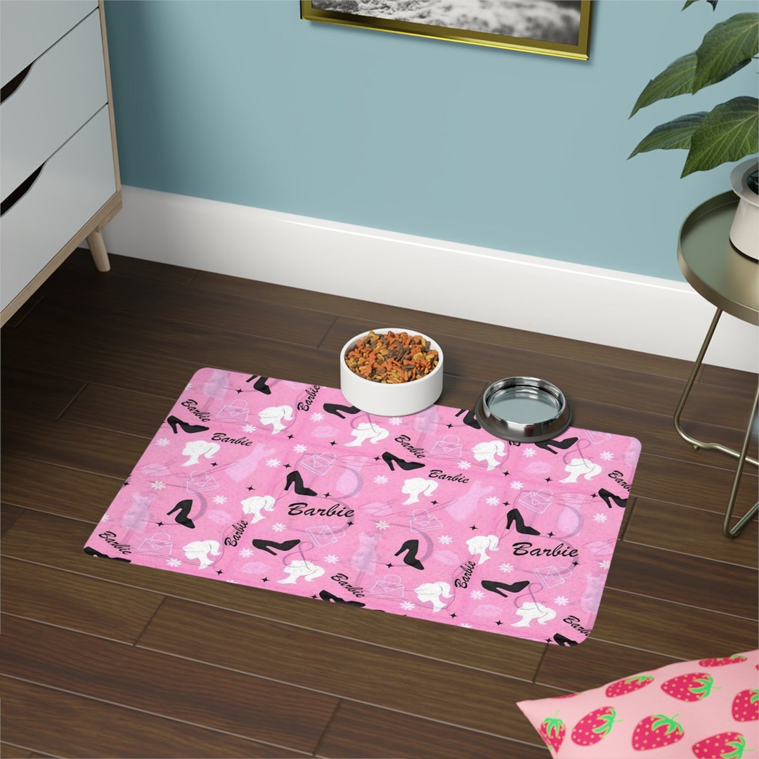 Barbie Pet Food Mat Pink Dog Bowl Mat Girl Dog Food Mat Placemat Cat 