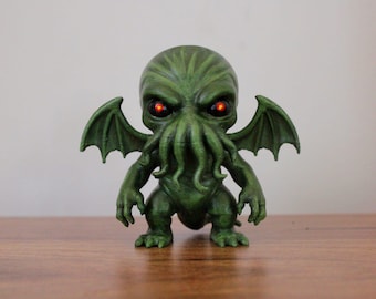 Chibi Cthulhu Figure, Hand-Painted 3D Print, Cosmic Horror Gift, Lovecraft Geek Decor