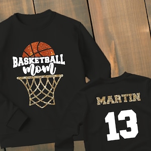 Basketball Mom Sweater Glitter Custom | Basketball Mascot Glitter Sweatshirt | Basketball Mom tee | Custom Basketball Mom T shirt