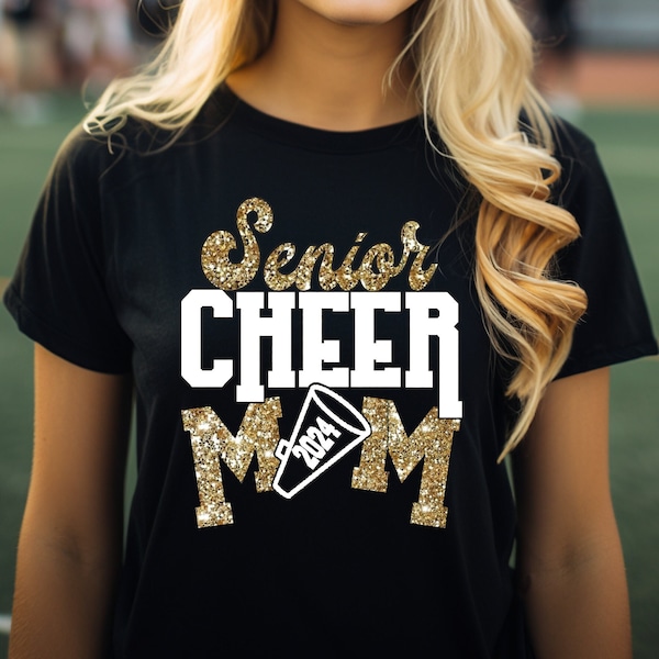 Senior Cheer Mom Shirt Custom | Senior Cheer Mom tshirt | Glitter Cheer Mom Shirt | Custom Sparkly Cheer Mom Tee