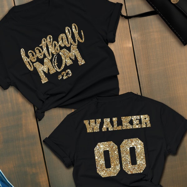 Football Mom Shirt Custom | Custom Glitter Football Mom tshirt | Glitter Football Mom Shirt | Custom Sparkly Football Mom Tee