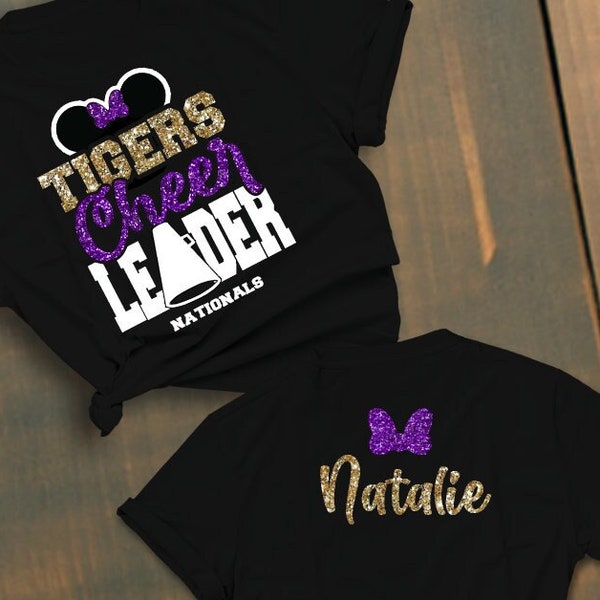 Nationals Cheerleader Shirt Custom | Custom Competition Cheer tshirt | Glitter Cheer Shirt | Custom All Star Sparkly Cheer Tshirt