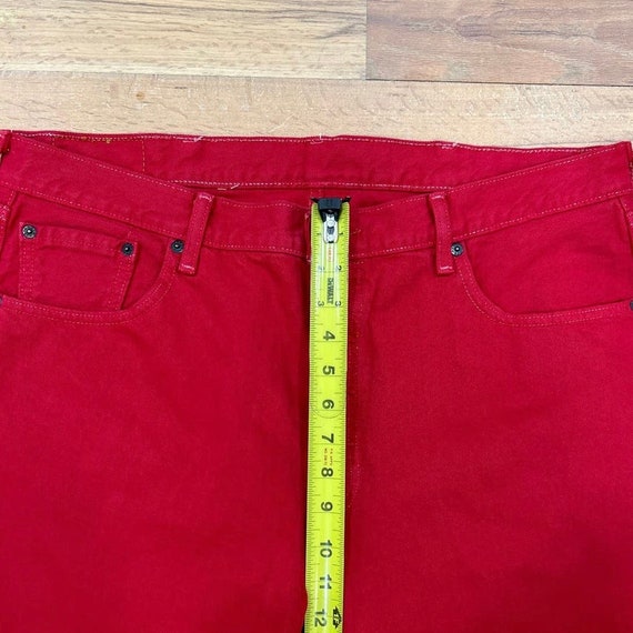 Men's VTG Levi's 501 Red Denim Jeans Rivet Contra… - image 4