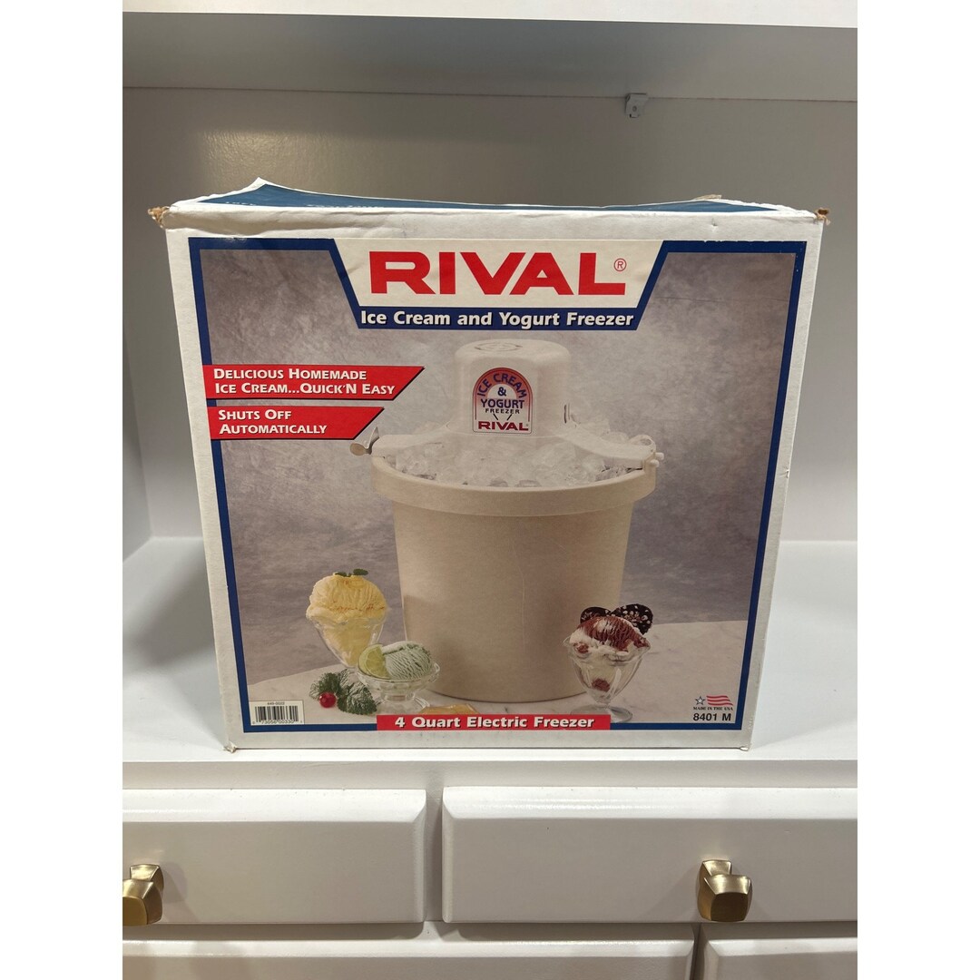 New in Box Vintage Rival Ice Cream & Yogurt Electric Freezer Model 8401
