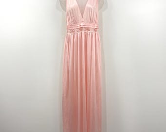 VTG Gilead Nattlinne M Rosa Maxi Viktoriansk Babydoll Coquette Elegant USA Tillverkad