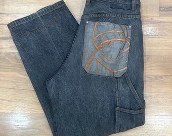 Men's VTG Southpole Baggy Y2K Hip Hop Skater Embroidered Carpenter Jeans Gray 40