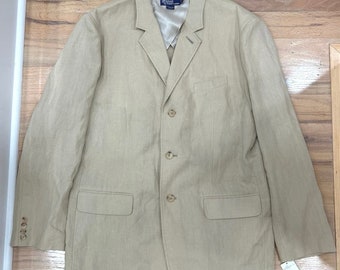 NWT Vintage Polo de hombre de Ralph Lauren 100% lino Khaki Blazer Chaqueta Tamaño XL