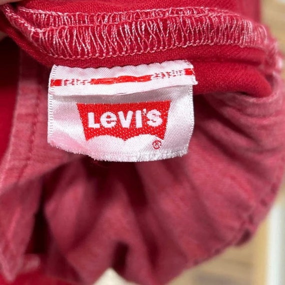 Men's VTG Levi's 501 Red Denim Jeans Rivet Contra… - image 10