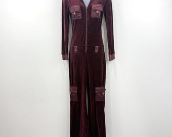 VTG Y2K Rampage Velour Tracksuit S Hooded Lorelai Burgundy Streetwear