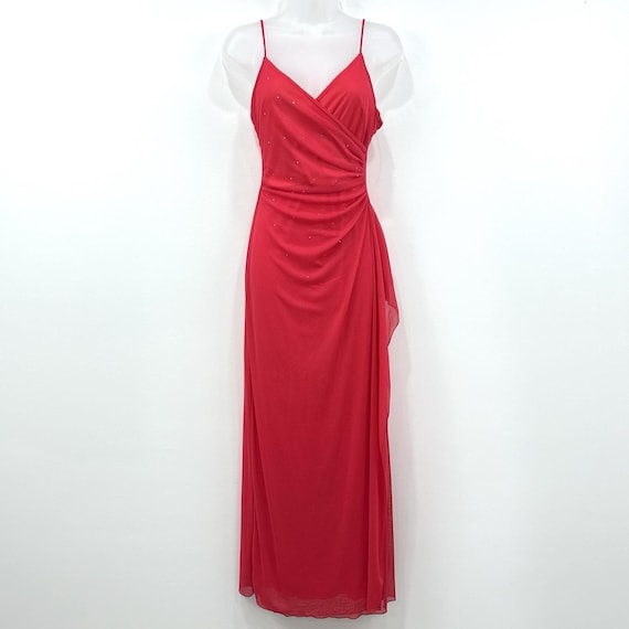 VTG Y2K Rampage Dress Women S Pink Fairy Prom Romantic Rhinestone Drape Coquette