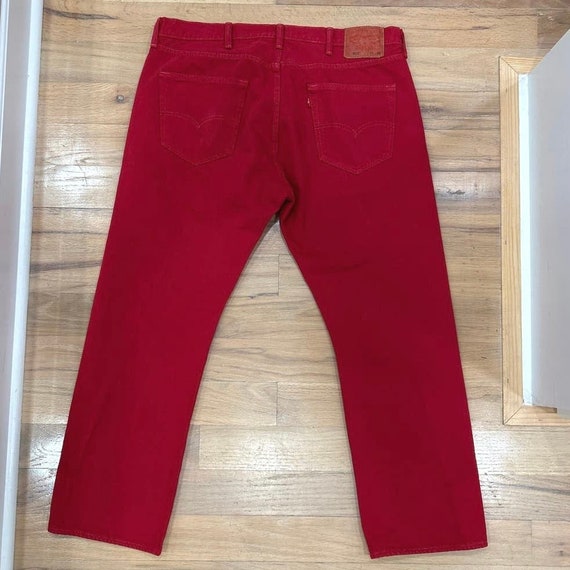 Men's VTG Levi's 501 Red Denim Jeans Rivet Contra… - image 6