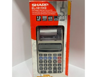 Vintage Sharp EL-1611 HII elektronischer Druck-Rechner mit brandneuen Batterien