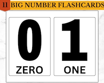 Number Flashcards 0-10, Big Font, Printable Number Educational, Homeschool, Preschool, Back to School, Learning, Large PDF, Digital Download