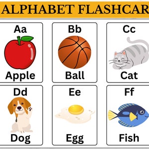 Alphabet Flashcards, Printable ABC Educational, Preschool, Homeschool, Learn Material, Back to School, Kids Cutouts, PDF, Digital Download