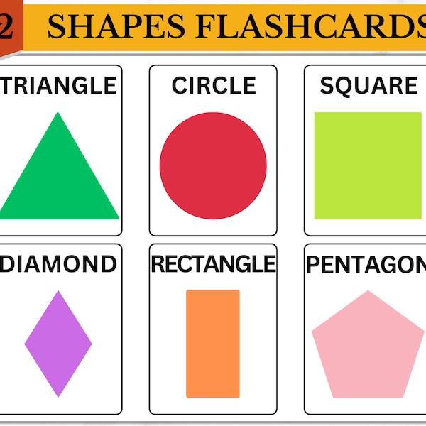 Shapes Flashcards, Forms, Figures, Geometric, Educational, Preschool, Homeschool, Color, Cutouts, Activity, Back to School, PDF, Digital