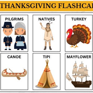 Thanksgiving, Flashcards, November, Vocabulary, Words, Learning, Activity, Montessori, Daycare, School, Educational, Literacy, Fall, Autumn