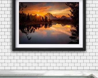 Zachód słońca w Oxbow Bend: Fotografia krajobrazowa Parku Narodowego Grand Teton