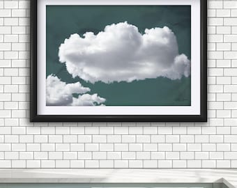 Arte murale astratta, stampa di nuvole, fotografia naturalistica serena, arredamento minimalista per la casa