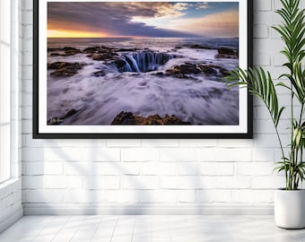 Thors Well Sunset Print, Ocean Wall Decor, Pacific Northwest Art, Nautical Decor Canvas