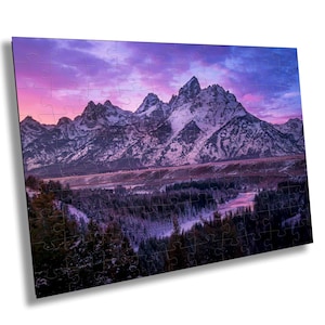 Fotopuzzle | 48, 100, 200, 500, 1000 Stück Optionen | Grand Teton Nationalpark | Snake-River-Überblick | Wyoming Sonnenuntergang