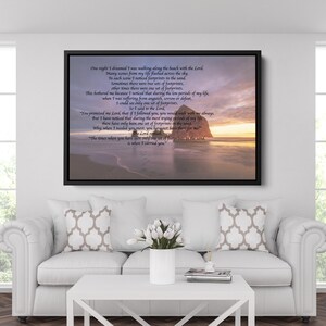 Poesia "Impronte nella sabbia" stampa cristiana / Preghiera artistica personalizzata per casa o ufficio / Regalo cristiano per la casa / Poster biblico