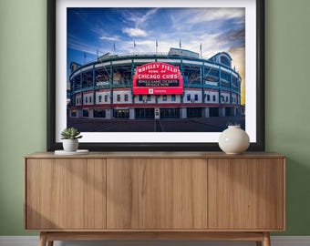Fotografía impresa de Wrigley Field: Arte del estadio de béisbol de los Chicago Cubs