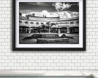 Impressão fotográfica de Churchill Downs: Arte da estátua de Barbaro, decoração de parede do Kentucky Derby