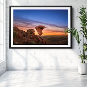Balanced Rock Sunset Photography Art, Desert Landscape Wall Decor, Nature Wall Art Print for Living Room or Office