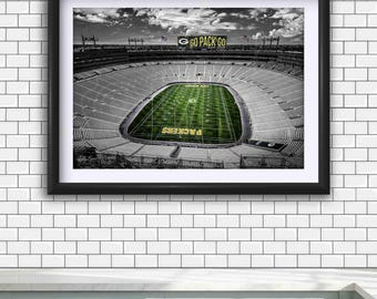 Lambeau Field Black and White Print, Green Bay Packers Stadium Wall Art, Football Poster, Gift for Him