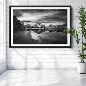 Grand Teton National Park Print: Black and White Mountain Landscape