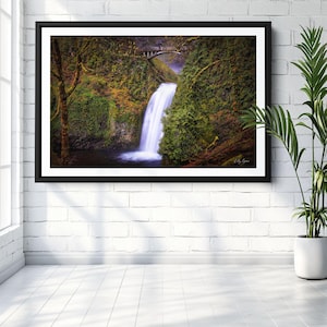 Multnomah Falls Wall Art, Scenic Landscape Canvas Print, Oregon Nature Photography, Forest Waterfall Decor, Pacific Northwest Fine Art