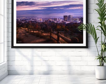 Boise Skyline Sunset Print, City of Trees Wall Art, Scenic Idaho Landscape Decor on Canvas, Paper, Metal, Acrylic