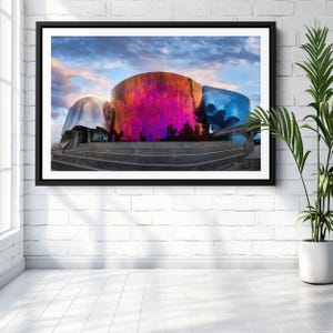 Museum of Pop Culture Print, Vibrant Seattle Wall Art, Washington Decor, Modern Urban Photography, Iconic Landmark