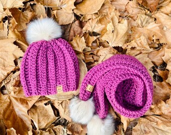 Handgemaakte gehaakte muts en sjaal, breigoed, muts, gehaakte muts, cadeau, handgemaakt cadeau