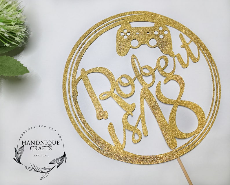 Game Controller, Cake Topper, Handmade, Mirror, Glitter Cardstock ...