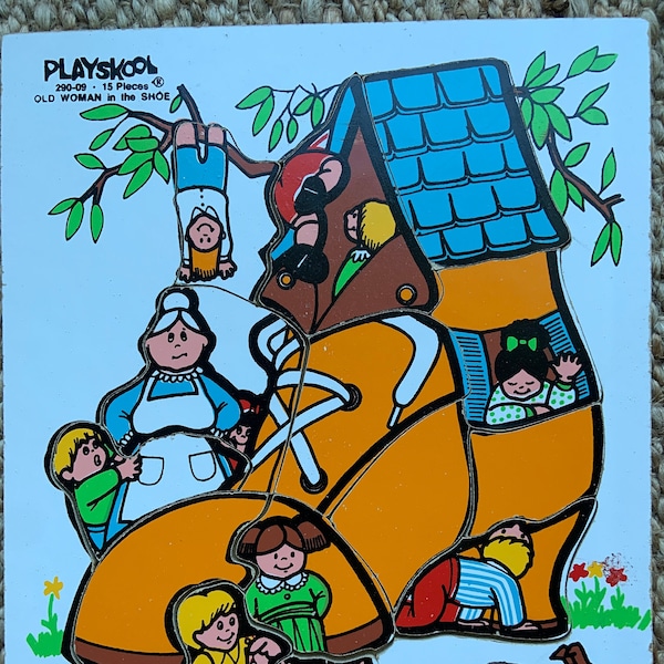 Zeldzame vintage Playskool kinderliedje houten puzzel (jaren 70)