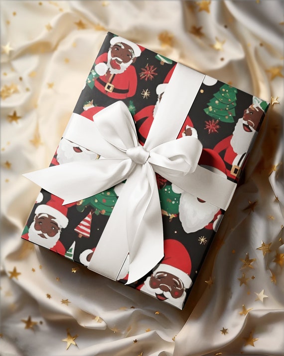 Black Santa Wrapping Paper African American Santa Wrapping Paper