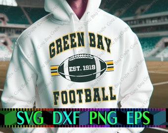Green Bay Football Design SVG DXF EPS Png Download, Printable, editable Vector, Ready for Laser cut,  sublimation, cricut, silhouette
