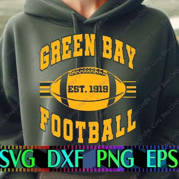 Green Bay Football Design SVG DXF EPS Png Download, Printable, editable Vector, Ready for Laser cut,  sublimation, cricut, silhouette Packer