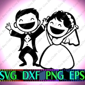 Braut & Bräutigam SVG DXF EPS Png Download, druckbares, bearbeitbares Vektor, bereit für Laserschnitt oder Sublimation | Cricut | Silhouette | Entwurf