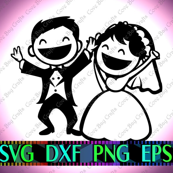 Bride & Groom SVG DXF EPS Png Download, Printable, editable Vector, Ready for Laser cut or sublimation | cricut | silhouette | Design