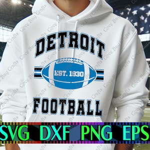 Detroit Football Design SVG DXF EPS Png Download, Printable, editable Vector, Ready for Laser cut,  sublimation, cricut, silhouette
