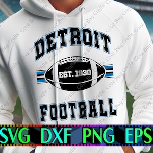 Detroit Football Design SVG DXF EPS Png Download, Printable, editable Vector, Ready for Laser cut,  sublimation, cricut, silhouette