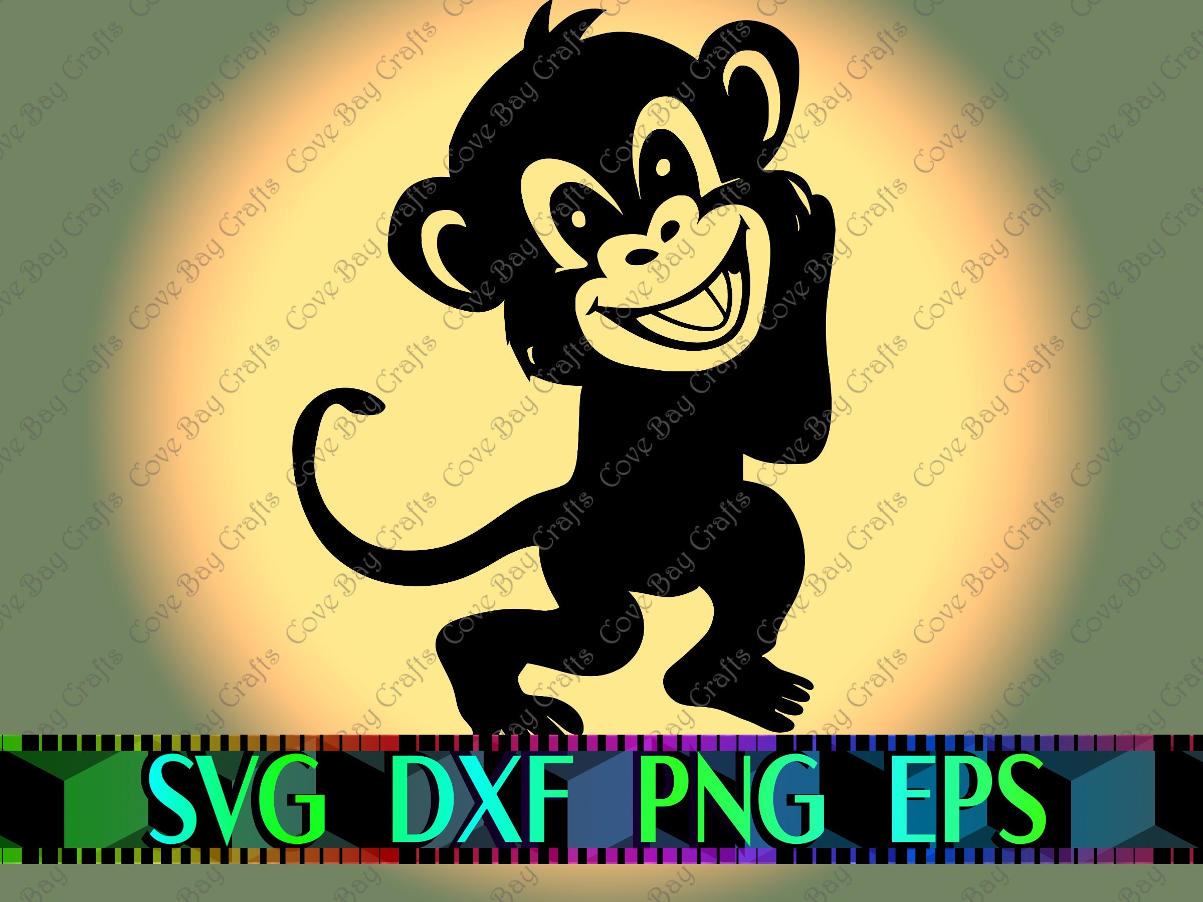 Monkey SVG DXF EPS Png Download, Printable, Cuttable, Editable Vector