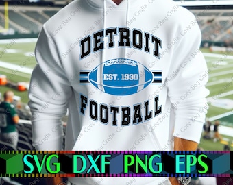 Detroit Football Design SVG DXF EPS Png Download, Printable, editable Vector, Ready for Laser cut,  sublimation, cricut, silhouette