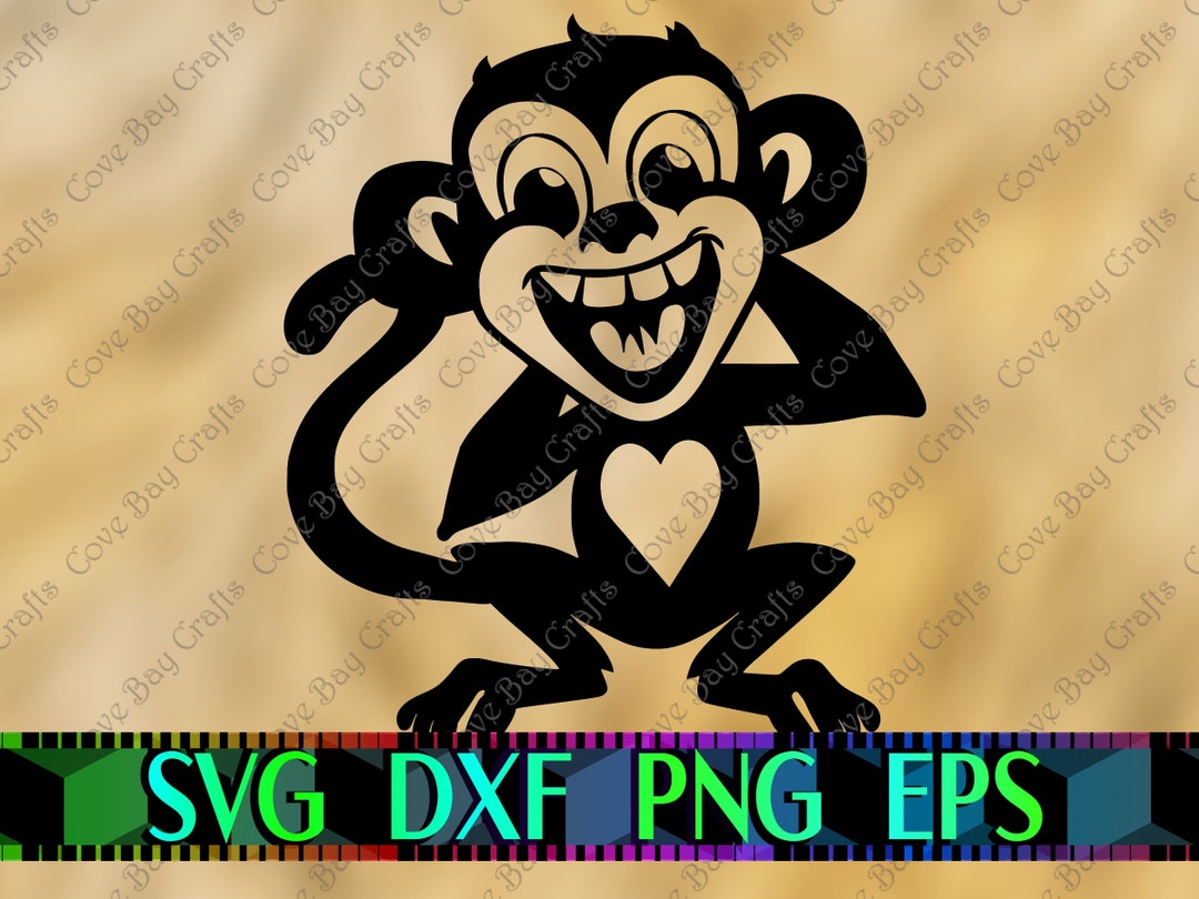 Monkey SVG Dxf EPS PNG Download, Printable, Cuttable, Editable Vector